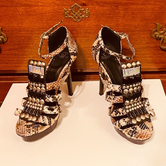 BCBGeneration Shoes - BCBG heels snake skin look with bejeweled front